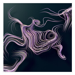 Plakat samoprzylepny Fioletowe abstrakcyjne linie na ciemnym tle 3D