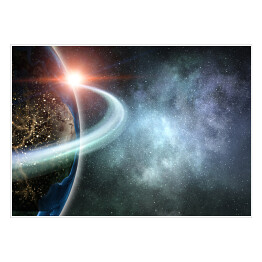 Plakat samoprzylepny Lśniący pierścień wokół planety