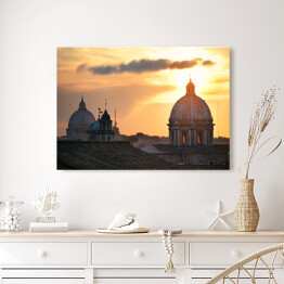 Obraz na płótnie Krajobraz - Rzym na tle zachodu słońca