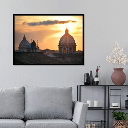 Plakat w ramie Krajobraz - Rzym na tle zachodu słońca