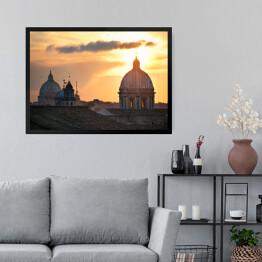 Obraz w ramie Krajobraz - Rzym na tle zachodu słońca
