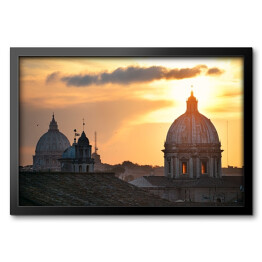 Obraz w ramie Krajobraz - Rzym na tle zachodu słońca