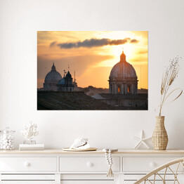 Plakat samoprzylepny Krajobraz - Rzym na tle zachodu słońca