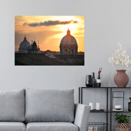Plakat samoprzylepny Krajobraz - Rzym na tle zachodu słońca