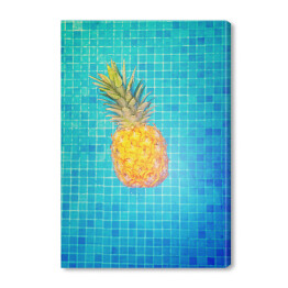 Obraz na płótnie Żółty ananas na błękitnym tle