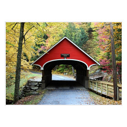 Plakat Hartland Covered Bridge w Kanadzie jesienią