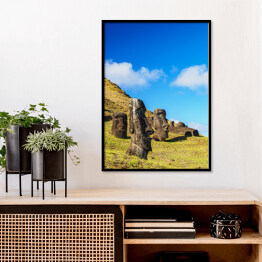 Plakat w ramie Słoneczny dzień w Parku Narodowym Rapa Nui, Wyspa Wielkanocna, Chile
