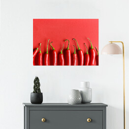 Plakat samoprzylepny Czerwona papryka chili na czerwonym tle