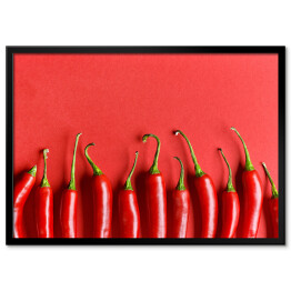 Plakat w ramie Czerwona papryka chili na czerwonym tle