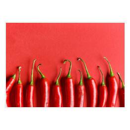 Plakat Czerwona papryka chili na czerwonym tle