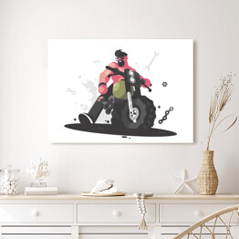 Obraz na płótnie Mężczyzna na motocyklu - ilustracja