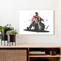 Obraz na płótnie Mężczyzna na motocyklu - ilustracja