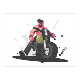 Plakat samoprzylepny Mężczyzna na motocyklu - ilustracja