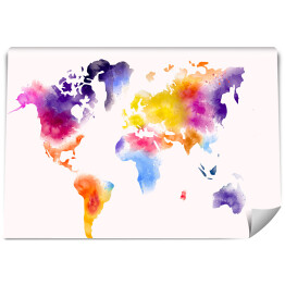 Fototapeta winylowa zmywalna Kolorowa akwarela - mapa świata