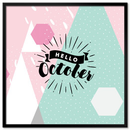 "Witaj, październiku!" - typografia na pastelowym tle