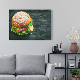 Obraz na płótnie Świeży apetyczny domowej roboty cheeseburger
