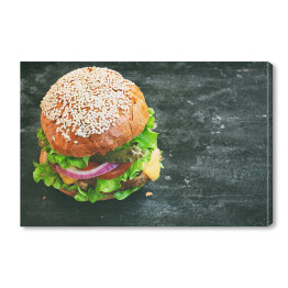 Obraz na płótnie Świeży apetyczny domowej roboty cheeseburger