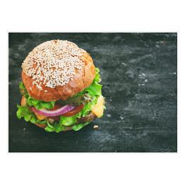 Plakat Świeży apetyczny domowej roboty cheeseburger