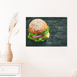 Plakat Świeży apetyczny domowej roboty cheeseburger