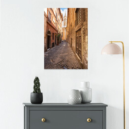Plakat samoprzylepny Wąska ulica w Rzymie, Włochy