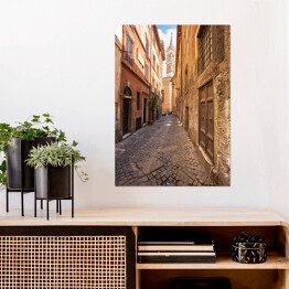 Plakat samoprzylepny Wąska ulica w Rzymie, Włochy