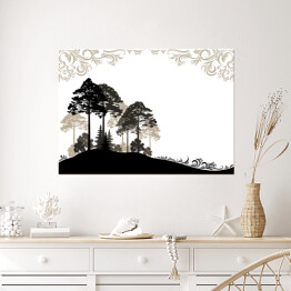 Plakat Krajobraz lasu - drzewa iglaste i liściaste