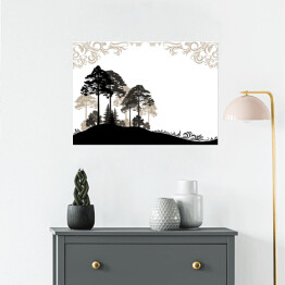 Plakat Krajobraz lasu - drzewa iglaste i liściaste