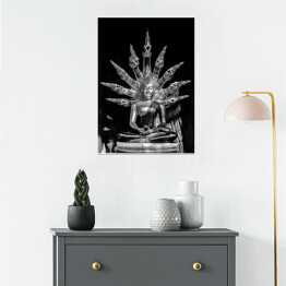 Plakat samoprzylepny Czarno biały posąg Buddy