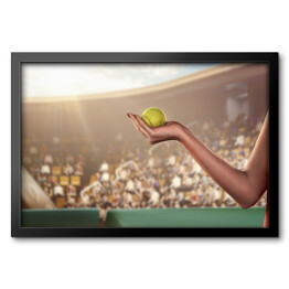 Obraz w ramie Kobieta trzymająca piłkę tenisową