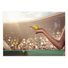 Plakat samoprzylepny Kobieta trzymająca piłkę tenisową