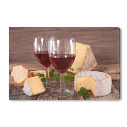 Obraz na płótnie Wino w kieliszkach i ser