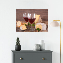 Plakat Wino w kieliszkach i ser