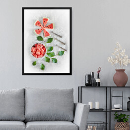 Obraz w ramie Części arbuza ułożone w kształt kwiatów