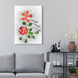 Obraz na płótnie Części arbuza ułożone w kształt kwiatów