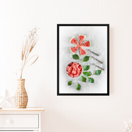 Obraz w ramie Części arbuza ułożone w kształt kwiatów
