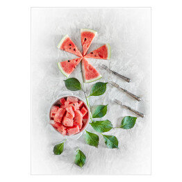 Plakat samoprzylepny Części arbuza ułożone w kształt kwiatów