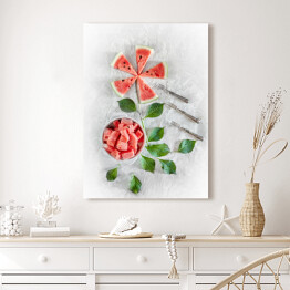 Obraz na płótnie Części arbuza ułożone w kształt kwiatów