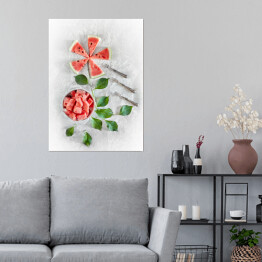 Plakat samoprzylepny Części arbuza ułożone w kształt kwiatów