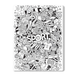 Obraz na płótnie Ilustracja czarno biała - symbole nawiązujące do sportu