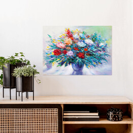 Plakat samoprzylepny Rozłożysty bukiet kwiatów w wazonie