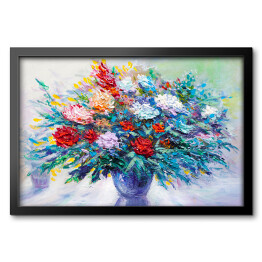 Obraz w ramie Rozłożysty bukiet kwiatów w wazonie