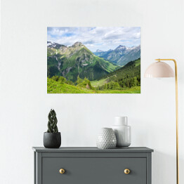 Plakat Alpejski krajobraz w pogodny dzień