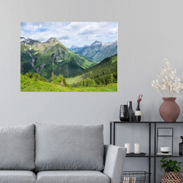 Plakat Alpejski krajobraz w pogodny dzień