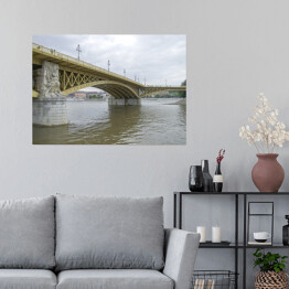 Plakat samoprzylepny Most Małgorzaty w Budapeszcie w dziennym świetle