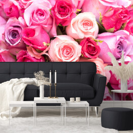 Fototapeta Róże w intensywnych odcieniach różu i fioletu
