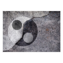 Plakat Ying Yang - symbol na popękanym betonie