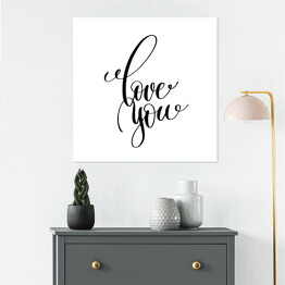 Plakat samoprzylepny "Kocham cię" - czarno-biały napis