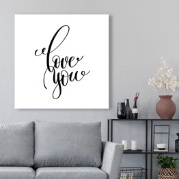 Obraz na płótnie "Kocham cię" - czarno-biały napis