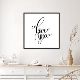 Plakat w ramie "Kocham cię" - czarno-biały napis
