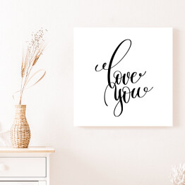 Obraz na płótnie "Kocham cię" - czarno-biały napis